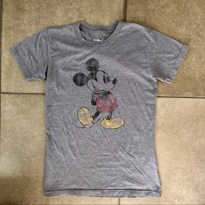 Disney Mickey Mouse Short Sleeve T Shirt Gray Top